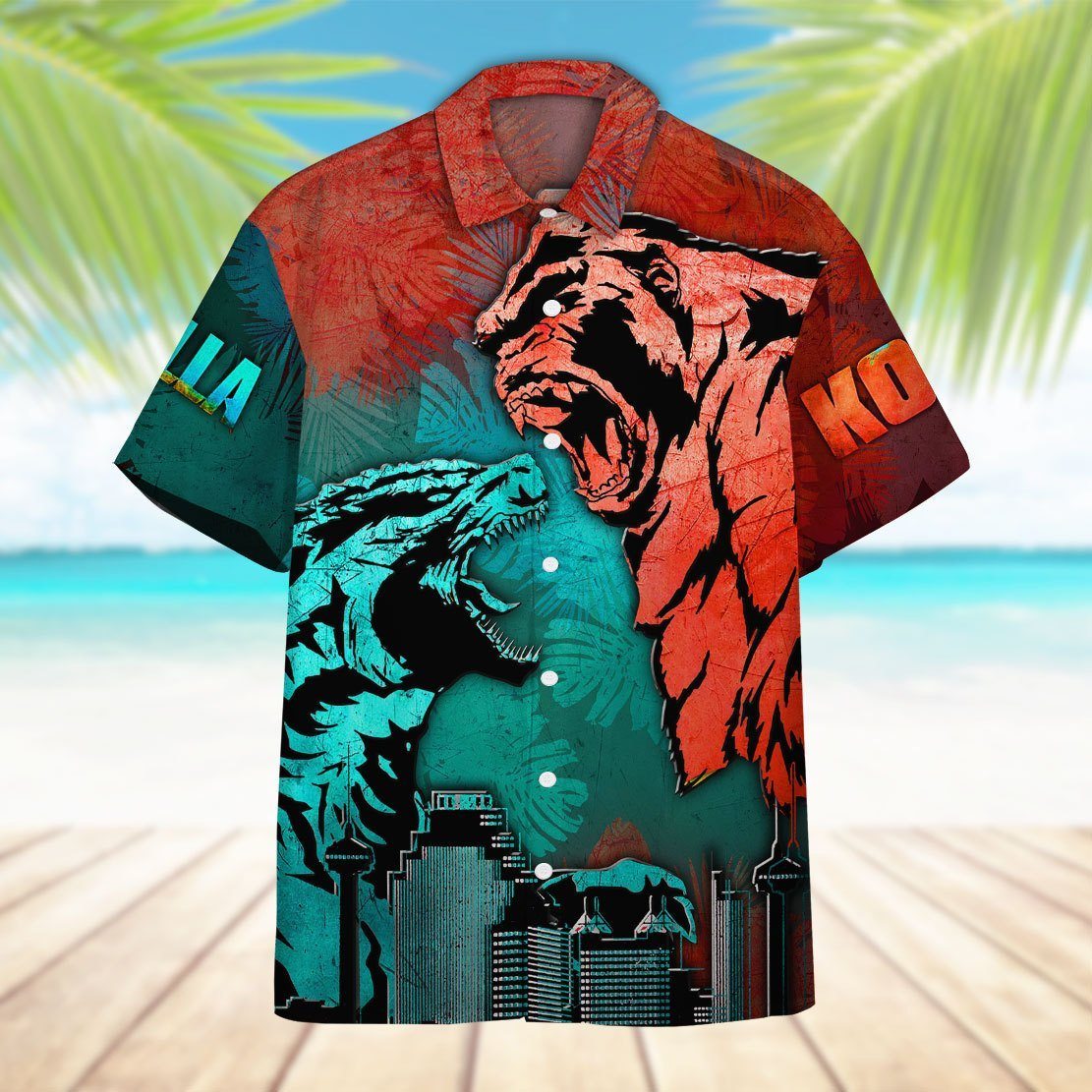 Gearhumans 3D Godzilla vs Kong Hawaii Shirt ZZ01045 Hawai Shirt 