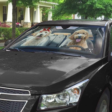 Gearhumans 3D Golden Doodle Dogs Custom Car Auto Sunshade