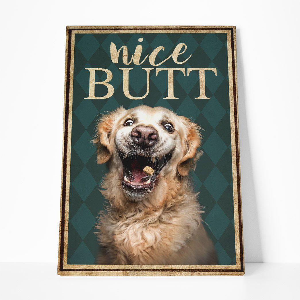 Gearhumans 3D Golden Retriever Dog See Your Nice Butt Custom Canvas GO05052111 Canvas 1 Piece Non Frame M