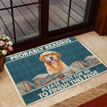 Gearhumans 3D Golden Retriever Probably Reading Please Wait Custom Doormat