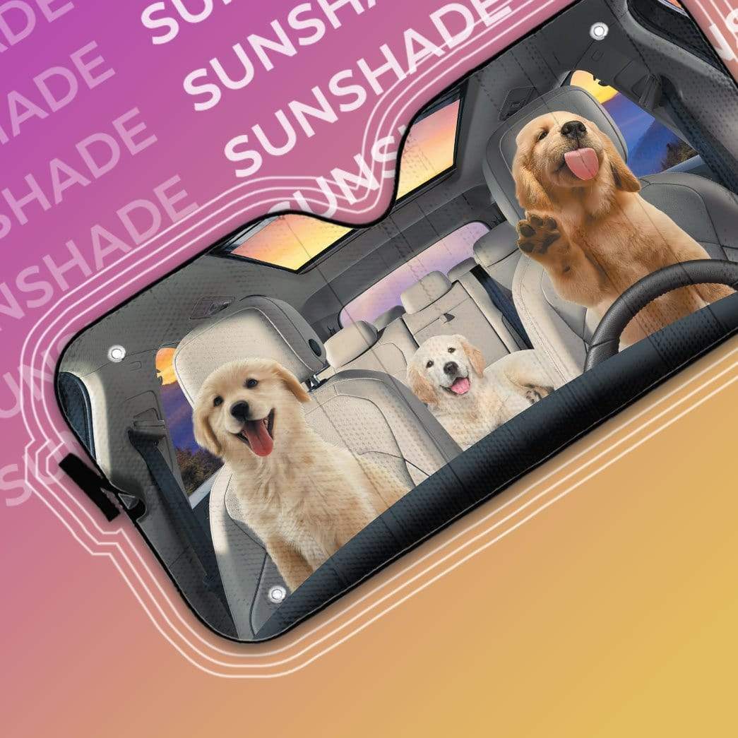 gearhumans 3D Golden Retriever Puppy Car Auto Sunshade GS16077 Auto Sunshade 