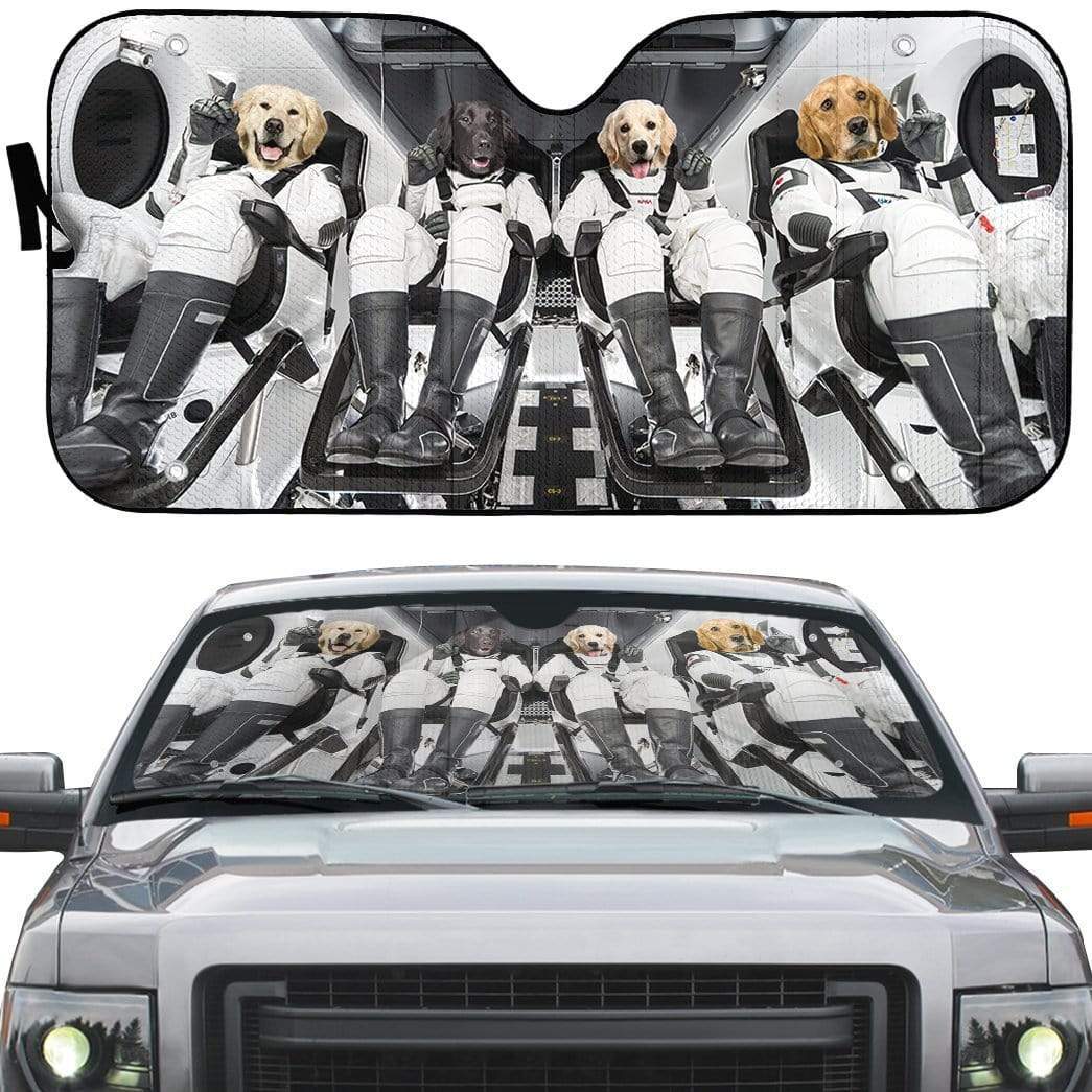 gearhumans 3D Golden Retriever Space X Custom Car Auto Sunshade GW17083 Auto Sunshade 