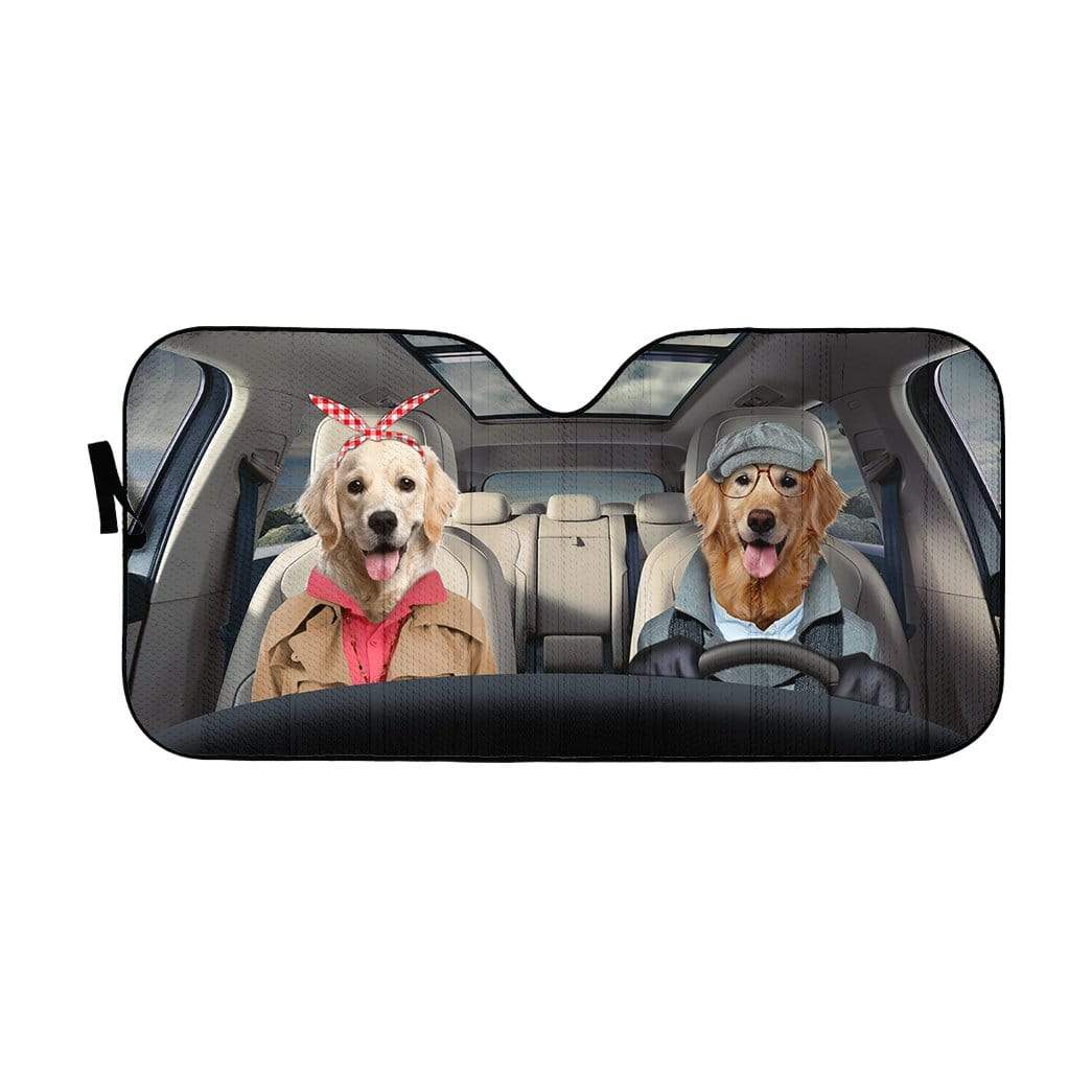 Gearhumans 3D Golden Retriver Custom Car Auto Sunshade