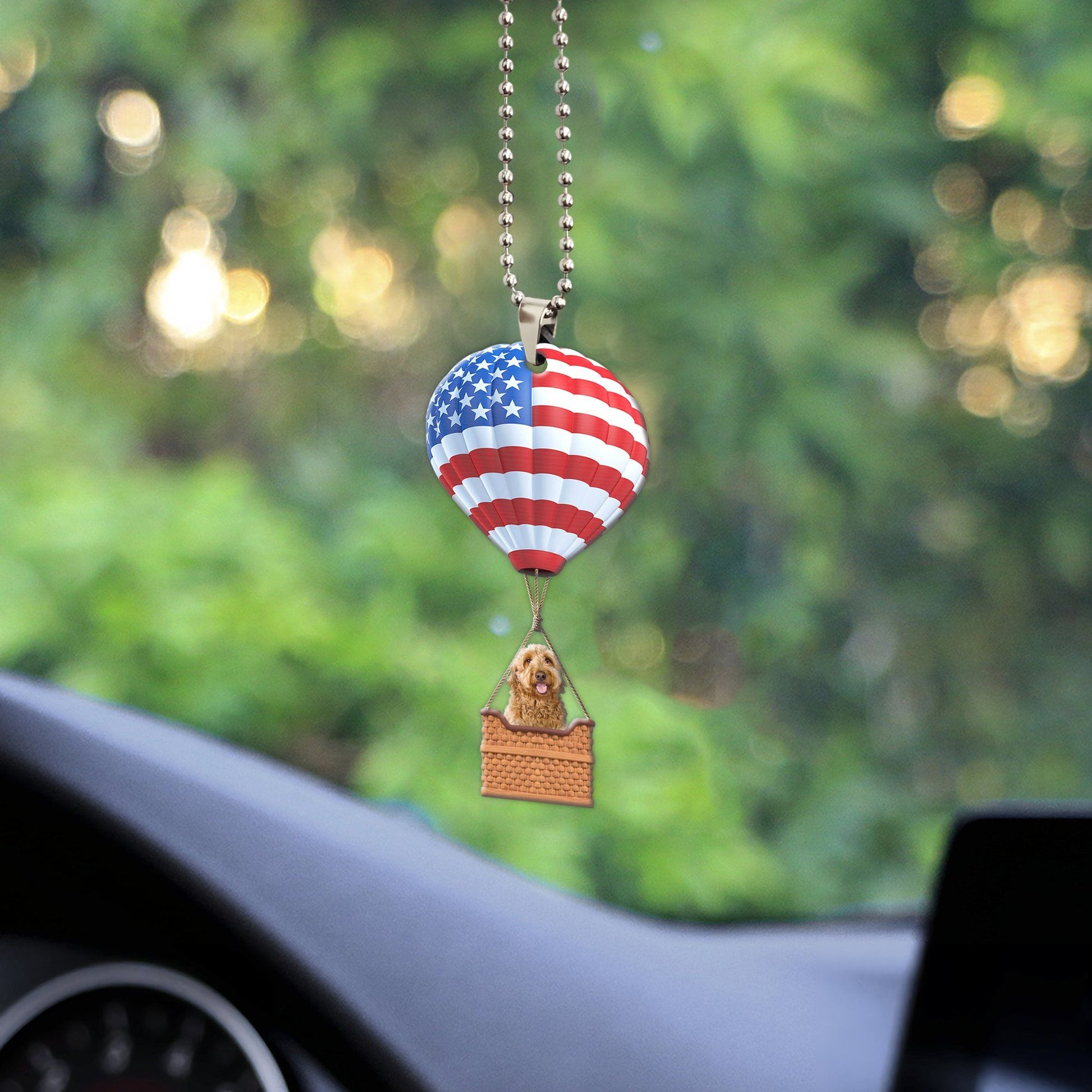 Gearhumans 3D Goldendoodle Dog In Hot Air Balloon Custom Car Hanging GW27052118 Car Hanging 