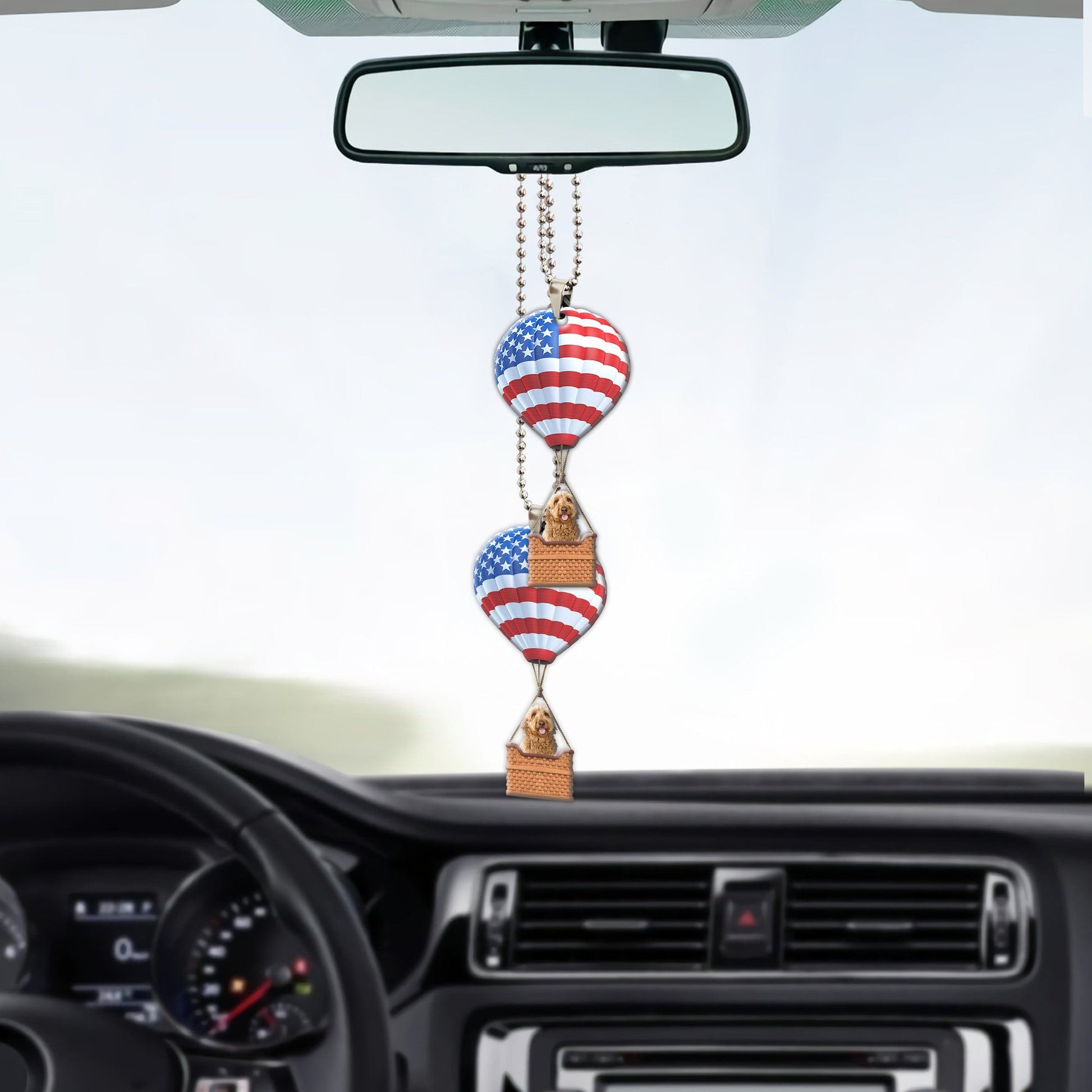 Gearhumans 3D Goldendoodle Dog In Hot Air Balloon Custom Car Hanging GW27052118 Car Hanging 