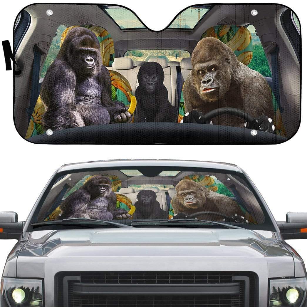 gearhumans 3D Gorilla Family Custom Car Auto Sunshade GS23066 Auto Sunshade 