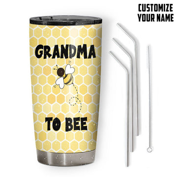 Gearhumans 3D Grandma To Bee Mother Day Custom Text Tumbler