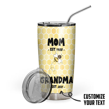Gearhumans 3D Grandma To Bee Mother Day Custom Text Tumbler