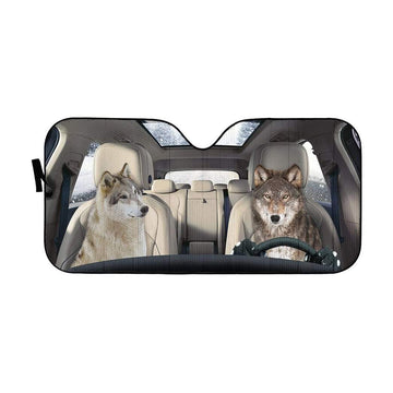 Gearhumans 3D Gray Wolves v2.0 Custom Car Auto Sunshade