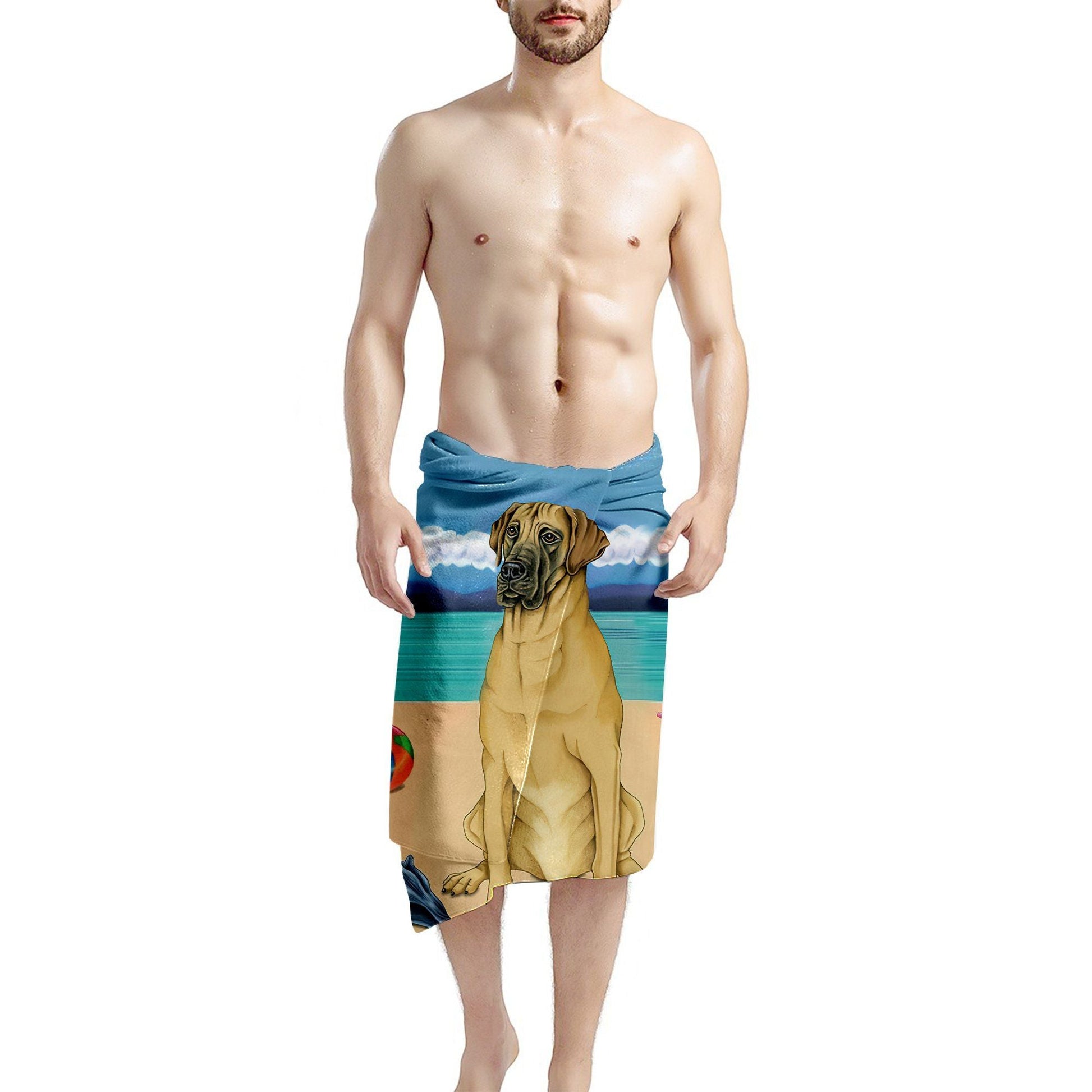 Gearhumans 3D Great Dane Dog Custom Beach Towel GW1205219 Towel 
