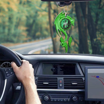 Gearhumans 3D Green Dragon Dreamcatcher Car Hanging