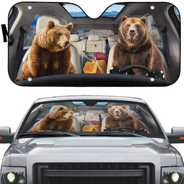 Gearhumans 3D Grizzly Bears Custom Car Auto Sunshade