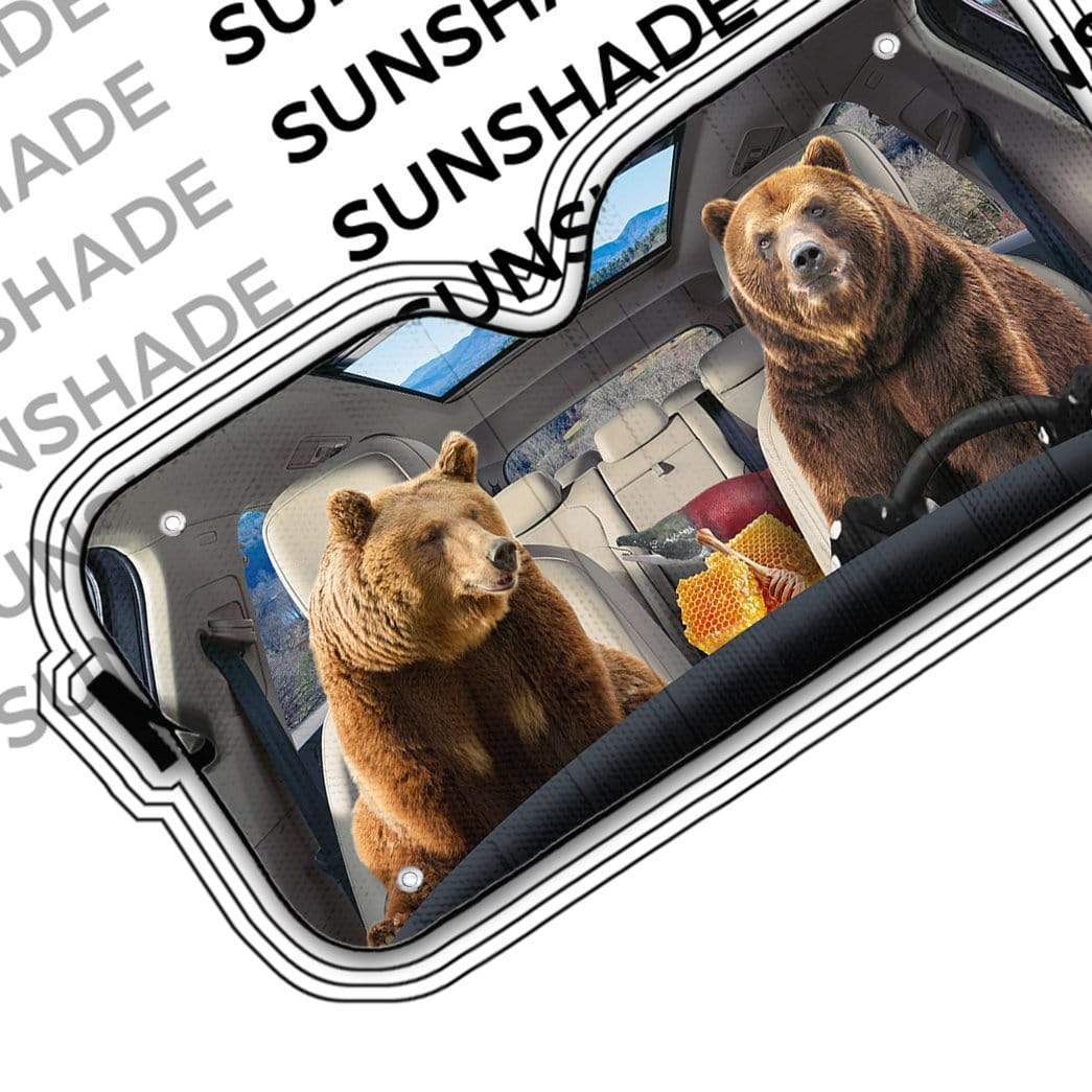 gearhumans 3D Grizzly Bears Custom Car Auto Sunshade GS01074 Auto Sunshade 