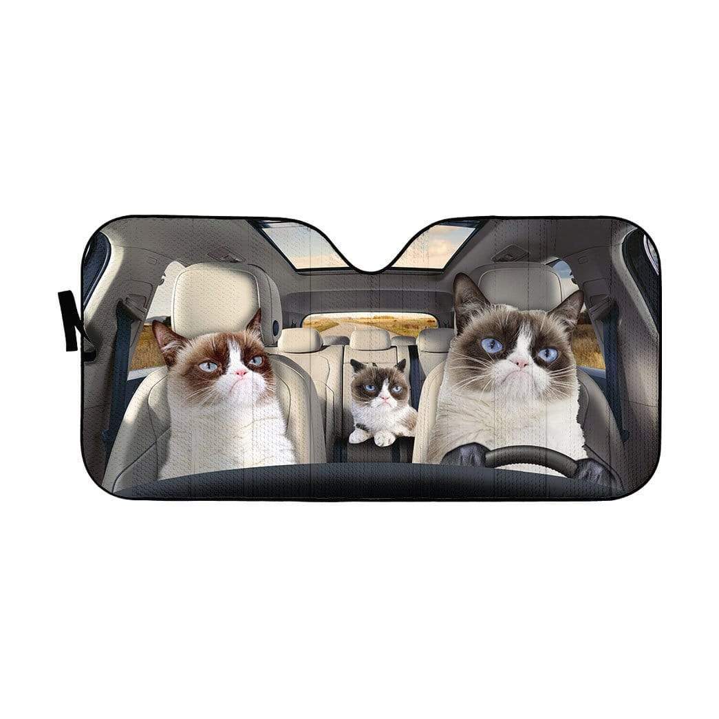 Gearhumans 3D Grumpy Cat Custom Car Auto Sunshade