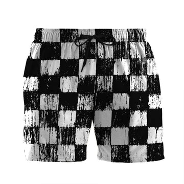 Gearhumans 3D Grunge Chess Board Custom Beach Shorts Swim Trunks GO12052113 Men Shorts Men Shorts S 