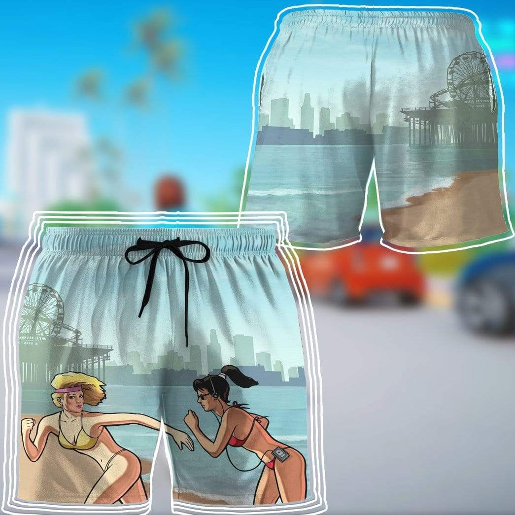 Gearhumans 3D GTA Vice City Stories Custom Beach Shorts Swim Trunks GL200711 Men Shorts