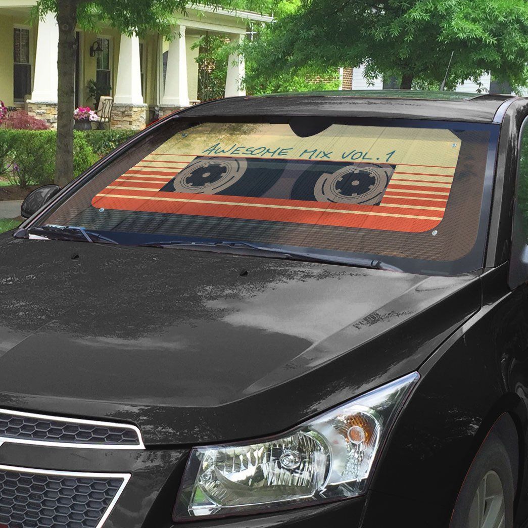 Gearhumans 3D Guardians Of The Galaxy Awesome Mix Vol. 1 Auto Sun Shade ZK0705214 Auto Sunshade 