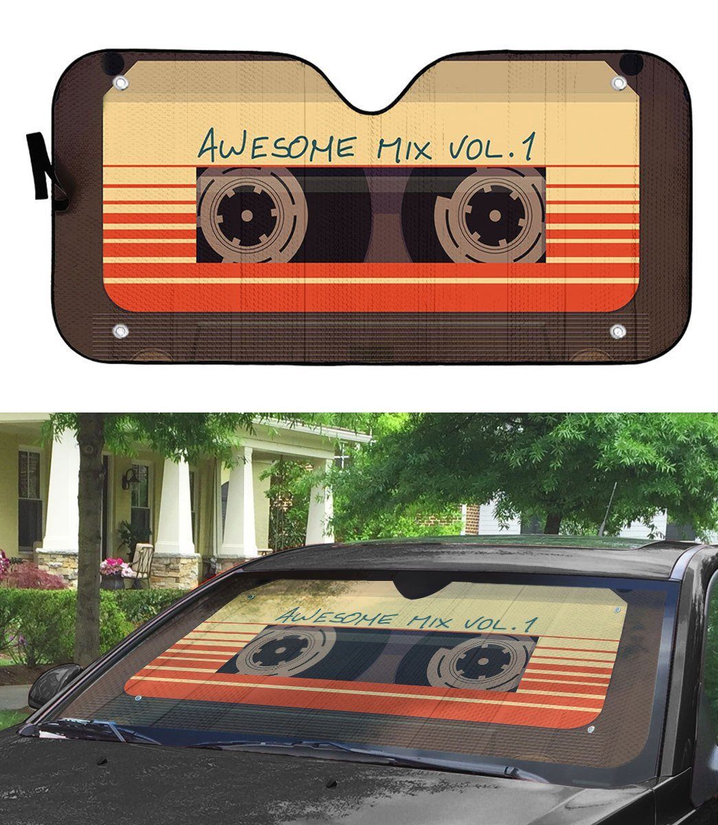 Gearhumans 3D Guardians Of The Galaxy Awesome Mix Vol. 1 Auto Sun Shade ZK0705214 Auto Sunshade 