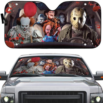 Gearhumans 3D Hallowen Horror Movies Custom Car Auto Sunshade