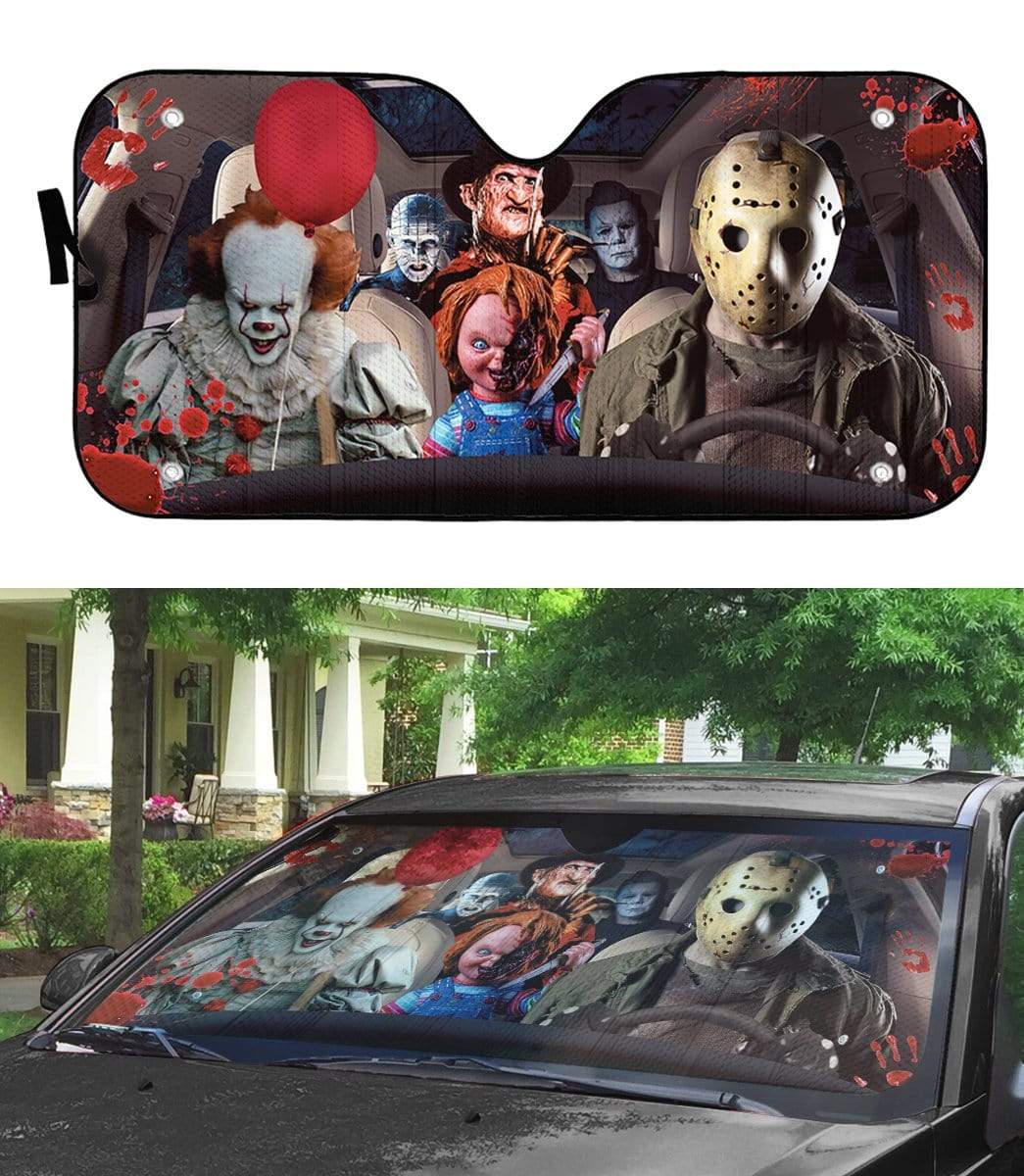 gearhumans 3D Hallowen Horror Movies Custom Car Auto Sunshade GV030816 Auto Sunshade 