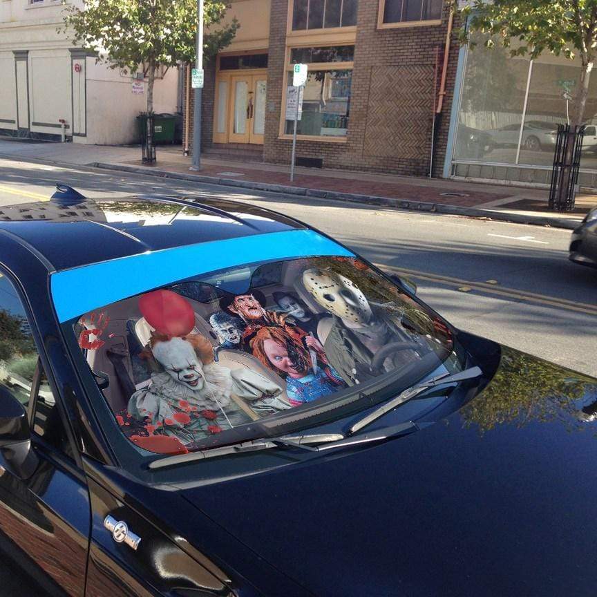gearhumans 3D Hallowen Horror Movies Custom Car Auto Sunshade GV030816 Auto Sunshade 