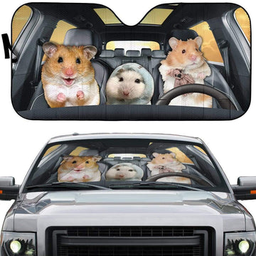 Gearhumans 3D Hamsters Family Custom Car Auto Sunshade