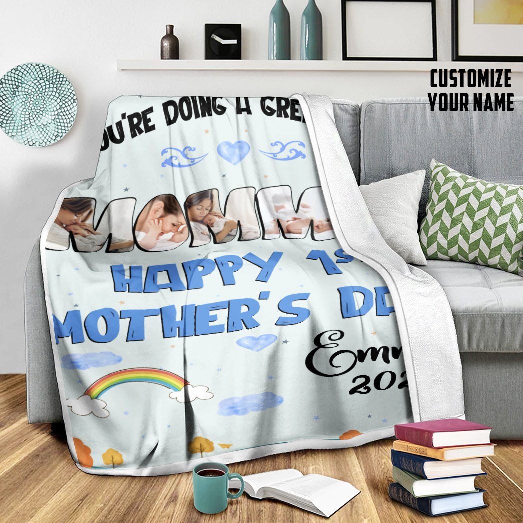 Gearhumans 3D Happy 1st Mothers Day Gift Custom Name Blanket GO090412 Blanket 