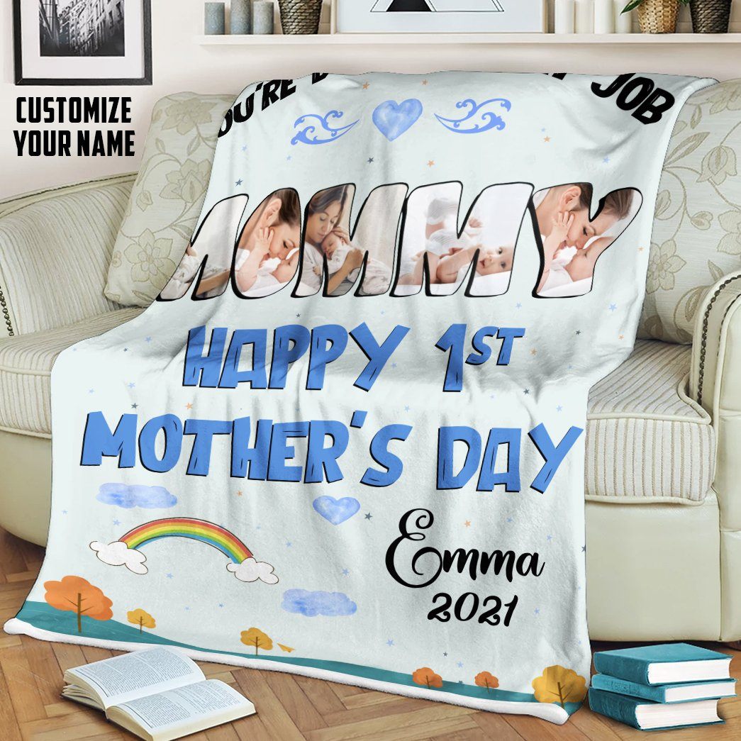 Gearhumans 3D Happy 1st Mothers Day Gift Custom Name Blanket GO090412 Blanket 