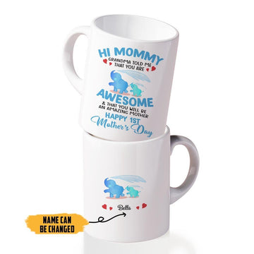 Gearhumans 3D Happy 1st Mothers Day Hi Mommy Custom Name Mug