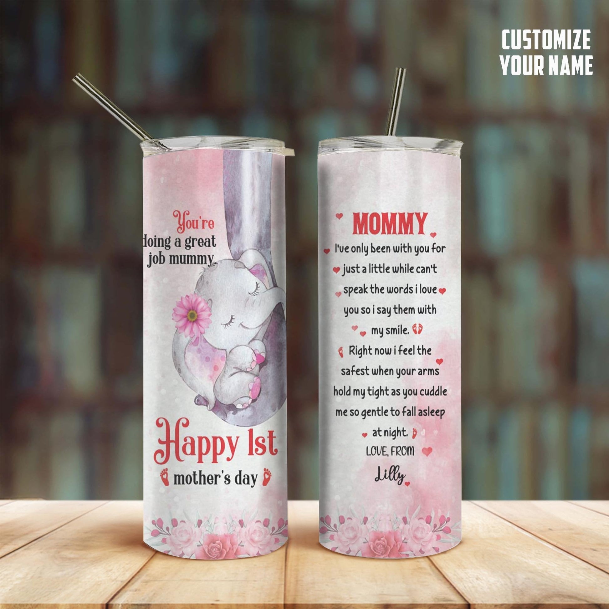 Gearhumans 3D Happy First Mothers Day Gift To Mommy Custom Name Tumbler GO16042117 Tumbler 