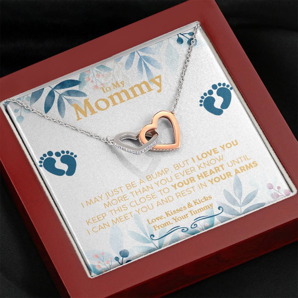 Gearhumans 3D Happy First Mothers Day Interlocking Hearts Necklace GO22042121 ShineOn Fulfillment Mahogany Style Luxury Box 