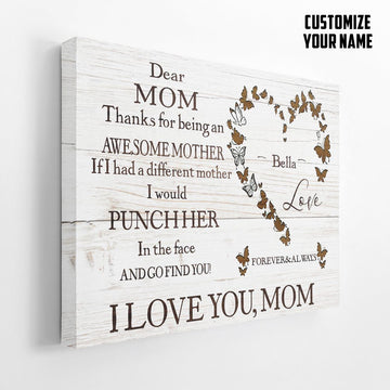 Gearhumans 3D Happy Mothers Day Dear Mom Custom Name Canvas