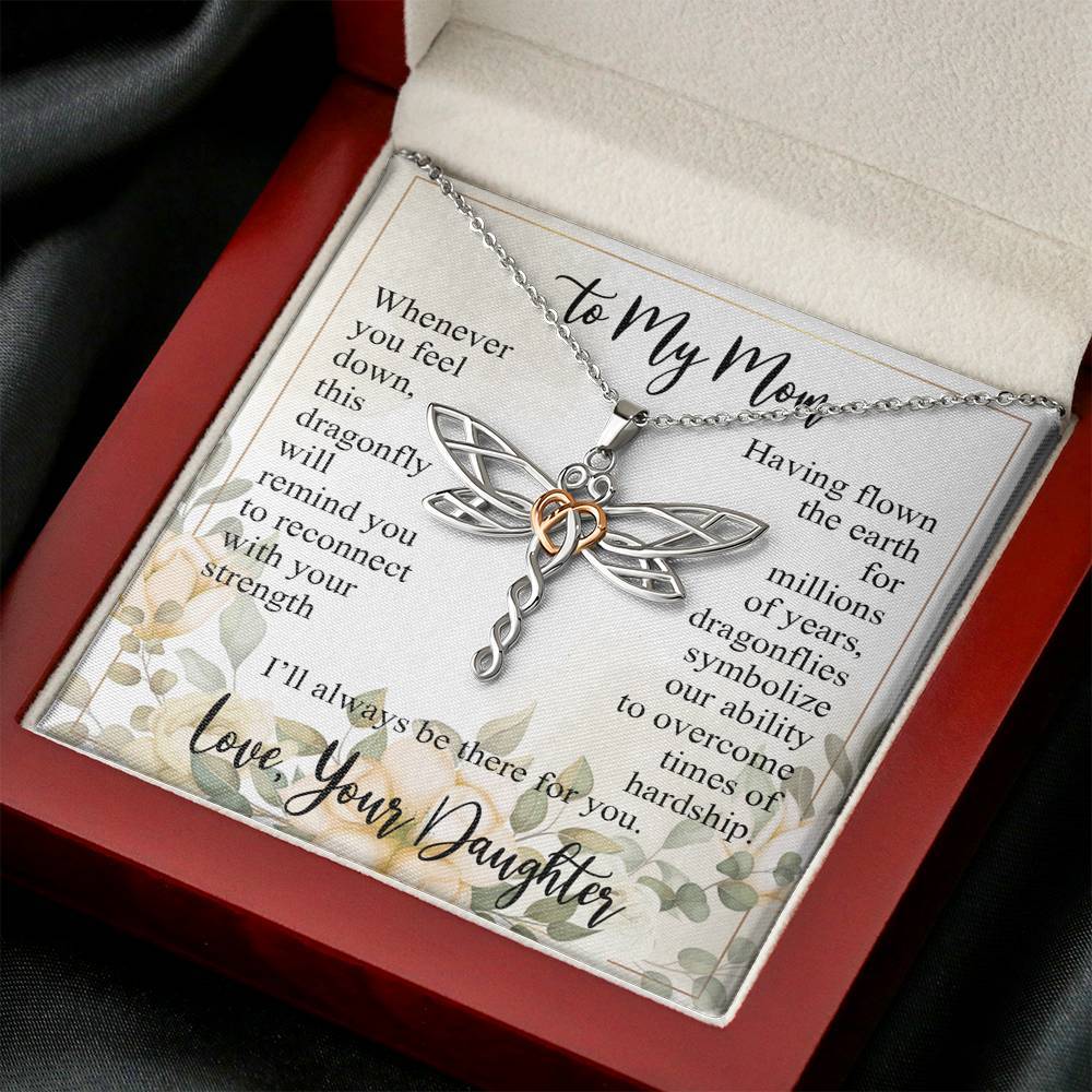 Gearhumans 3D Happy Mothers Day Dragonfly Dreams Necklace GO26042113 ShineOn Fulfillment Mahogany Style Luxury Box 