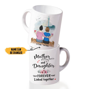 Gearhumans 3D Happy Mothers Day Gift Mother and Daughter Custom Name Mug