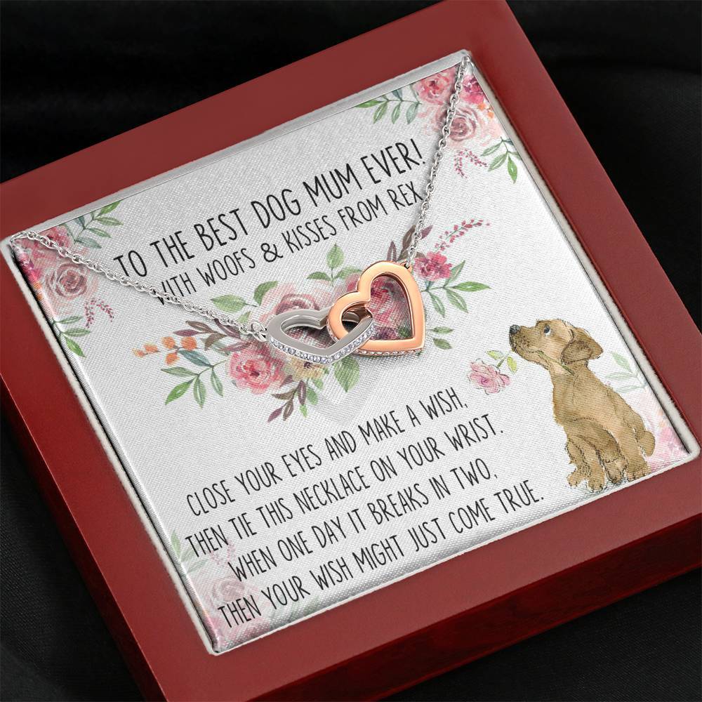 Gearhumans 3D Happy Mothers Day Gift To Dog Mom Interlocking Hearts Necklace GO22042122 ShineOn Fulfillment Mahogany Style Luxury Box 