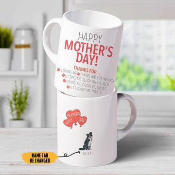 Gearhumans 3D Happy Mothers Day Gift To Dogmom Custom Name Mug Border Collie Dog