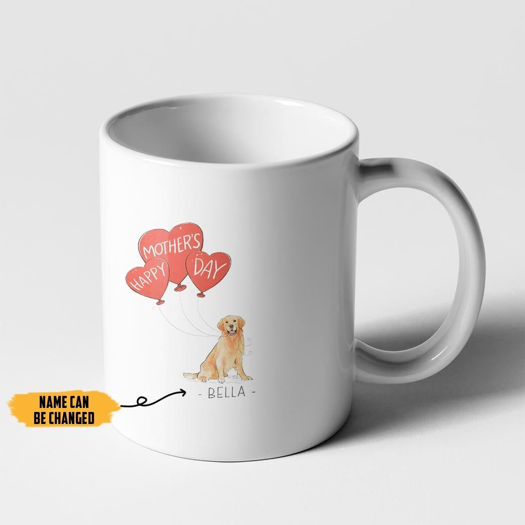 Gearhumans 3D Happy Mothers Day Gift To Dogmom Custom Name Mug Golden Retriever Dog GO16042125 Mug 