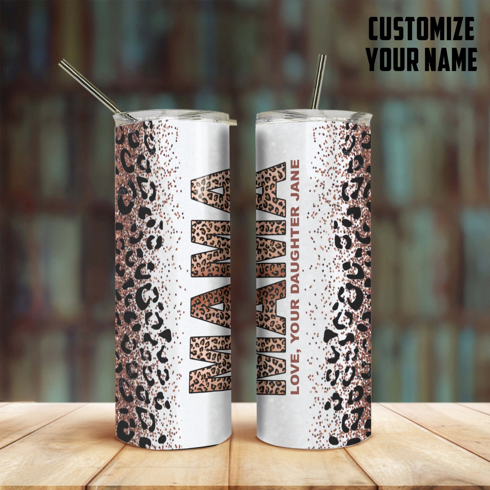 Gearhumans 3D Happy Mothers Day Gift To Leopard Mama Custom Name Tumbler GO150417 Tumbler 