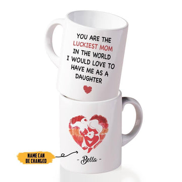 Gearhumans 3D Happy Mothers Day Gift To My Luckiest Mom Custom Name Mug