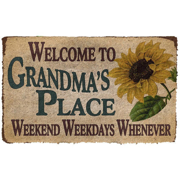 Gearhumans 3D Happy Mothers Day Gift Welcome to Grandma's Place Custom Doormat