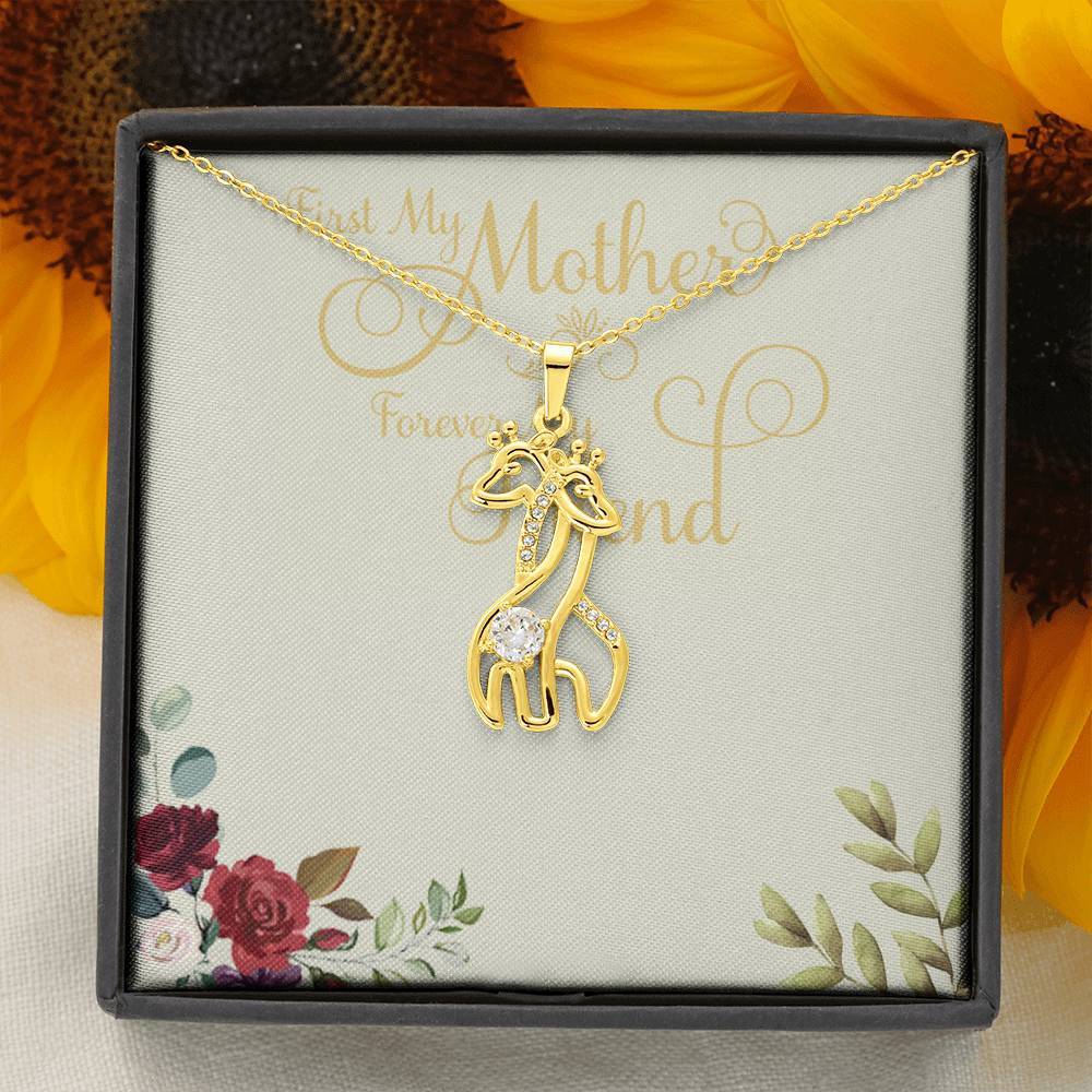 Gearhumans 3D Happy Mothers Day Graceful Love Giraffe Necklace GO22042111 ShineOn Fulfillment 18K Yellow Gold Finish 