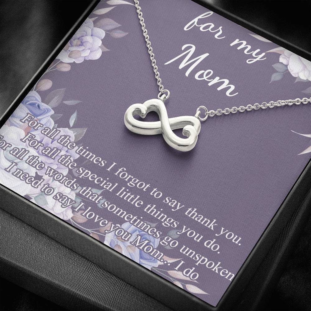 Gearhumans 3D Happy Mothers Day Infinity Hearts Necklace GO26042114 ShineOn Fulfillment 14k White Gold Finish 