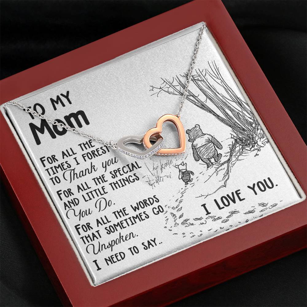 Gearhumans 3D Happy Mothers Day Interlocking Hearts Necklace GO26042118 ShineOn Fulfillment Mahogany Style Luxury Box 