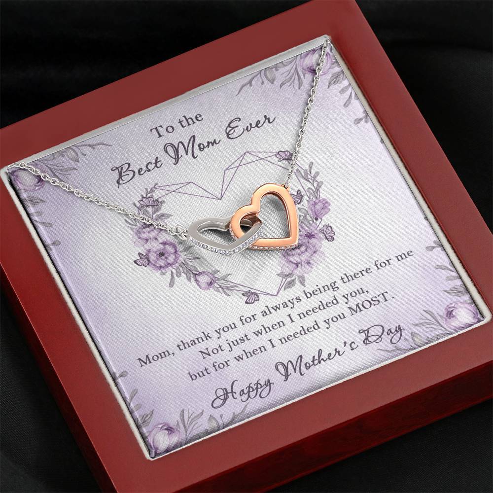 Gearhumans 3D Happy Mothers Day Interlocking Hearts Necklace GO26042120 ShineOn Fulfillment Mahogany Style Luxury Box 