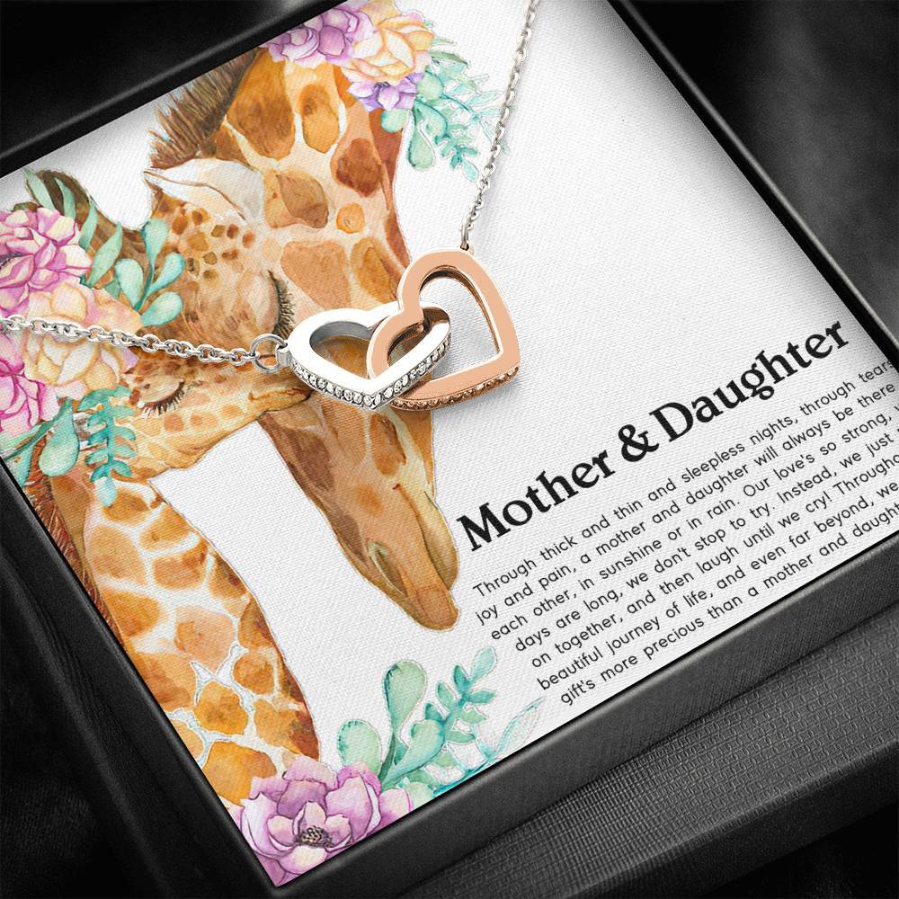 Gearhumans 3D Happy Mothers Day Interlocking Hearts Necklace Jewelry ShineOn Fulfillment Standard Box 