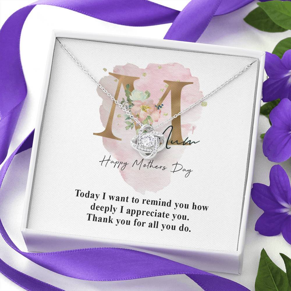 Gearhumans 3D Happy Mothers Day Love Knot Necklace GO20042124 ShineOn Fulfillment 