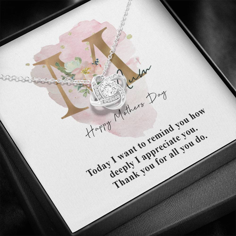 Gearhumans 3D Happy Mothers Day Love Knot Necklace GO20042124 ShineOn Fulfillment 