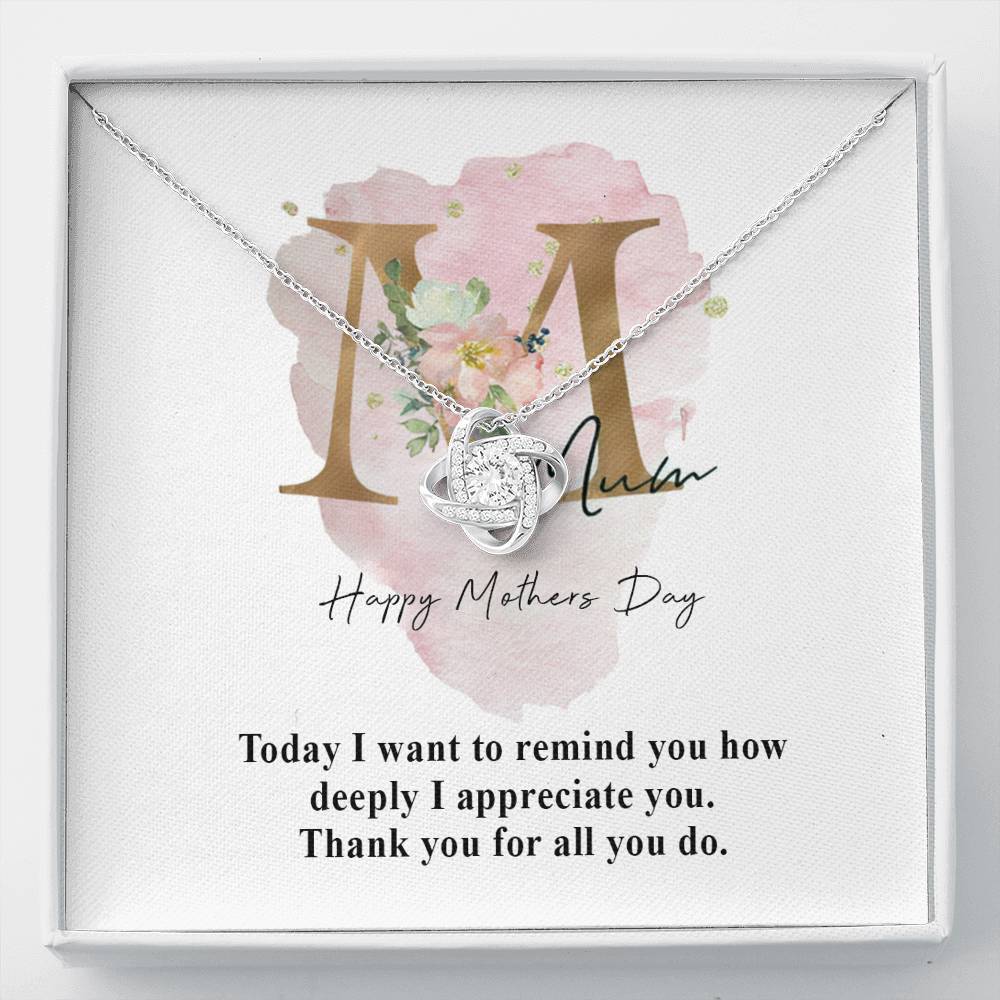 Gearhumans 3D Happy Mothers Day Love Knot Necklace GO20042124 ShineOn Fulfillment Standard Box 