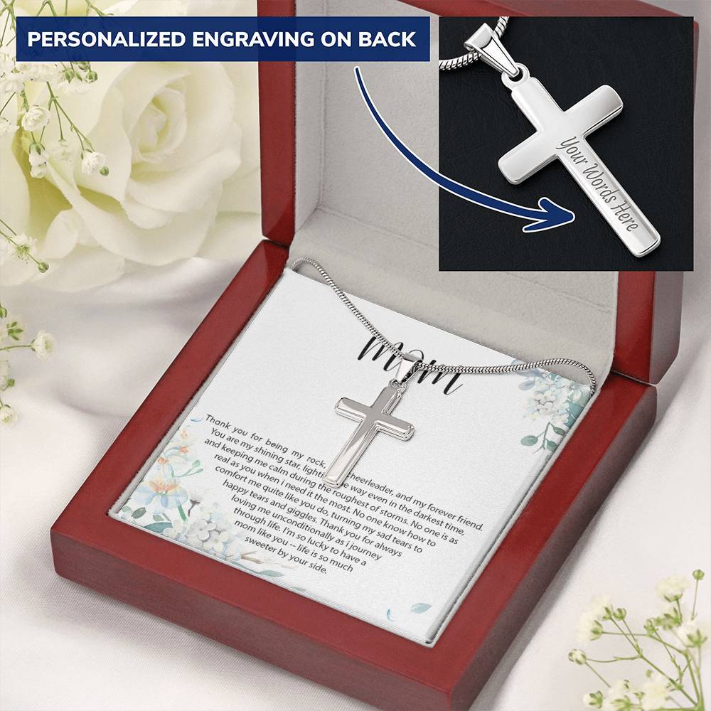 Gearhumans 3D Happy Mothers Day Personalized Cross Necklace GO22042118 ShineOn Fulfillment 