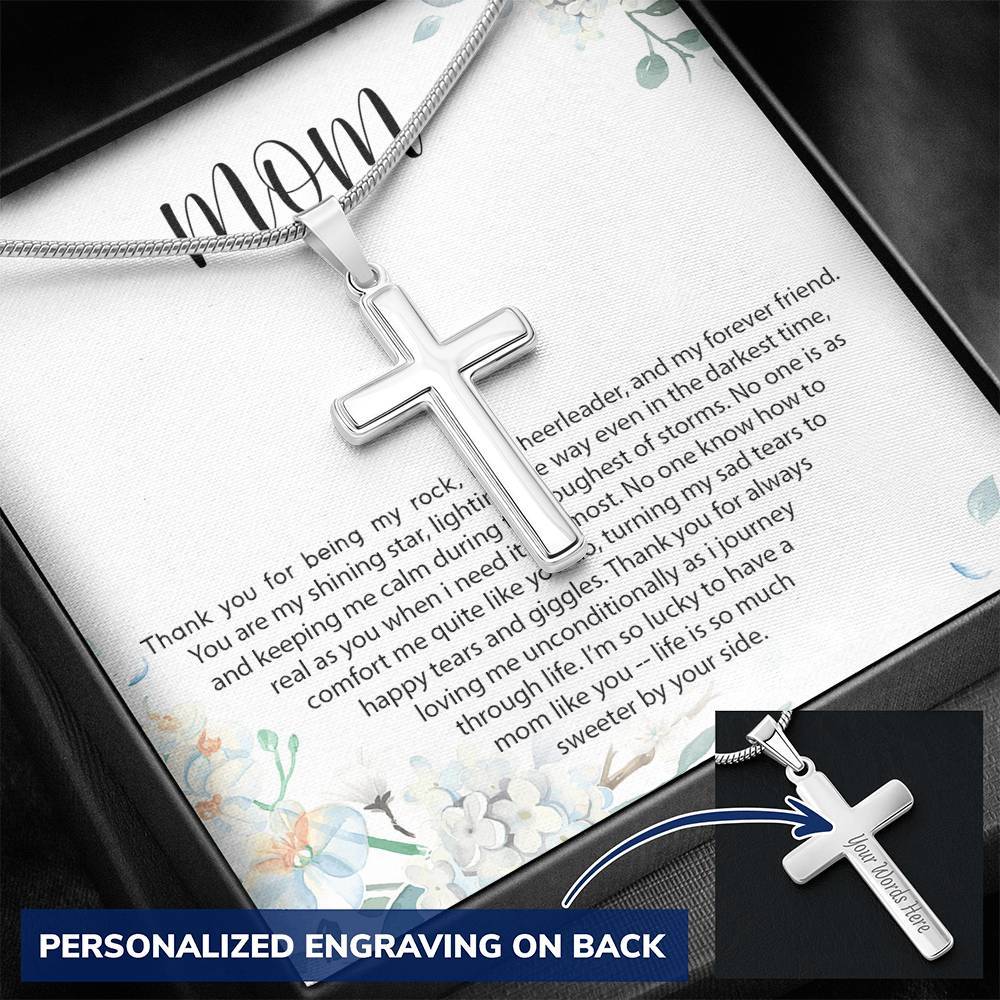 Gearhumans 3D Happy Mothers Day Personalized Cross Necklace GO22042118 ShineOn Fulfillment 